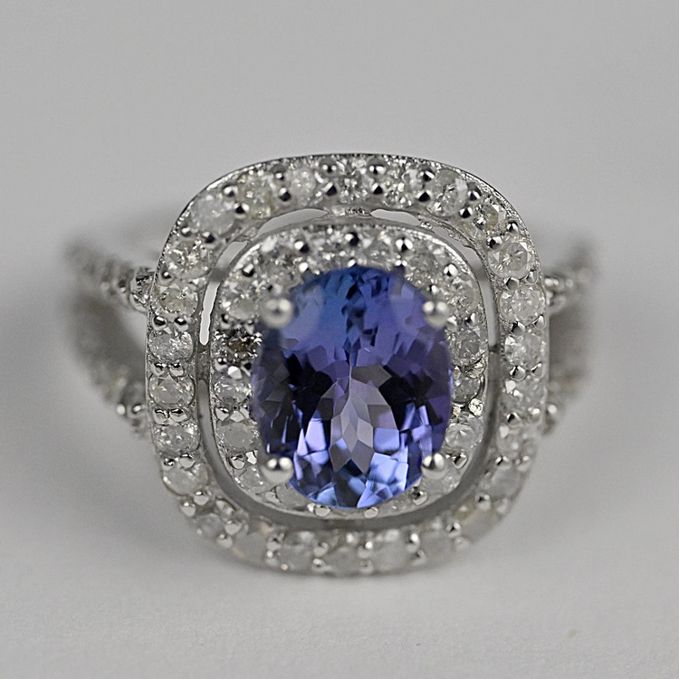 Exquisite Tanzanite and Diamond Ring in White Gold | 3.5 CTW Tanzanite | 1.5 CTW Diamonds | Size 7.5