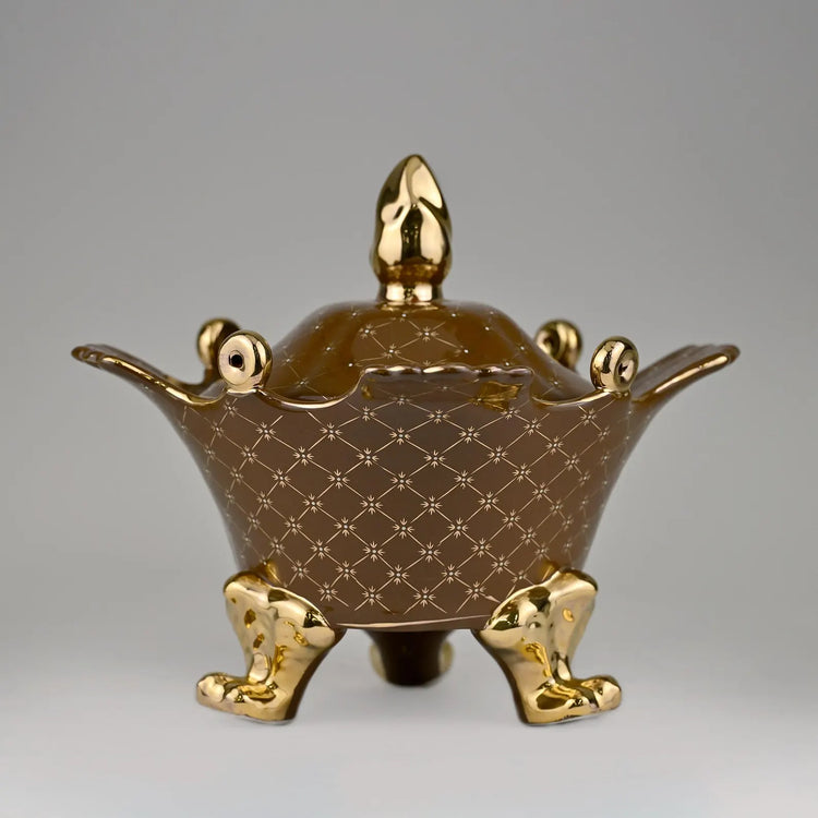 Luxury Hand-Painted Porcelain Tureen | Gilded Accents | Rococo Medallion | Ornate Collectible Bowl | European Style Elegant Decor