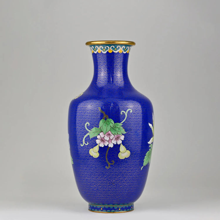Exquisite Handcrafted Cloisonné Vase | Rare Blue Floral Chinese Enamel Vase | Collectible Artisan Decor | 6x12 | Timeless Heirloom Quality