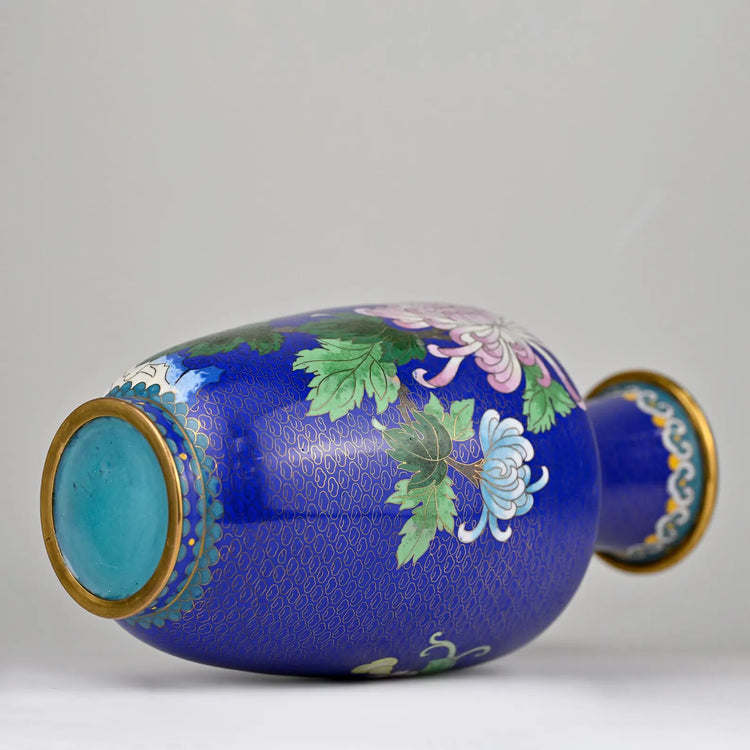 Exquisite Handcrafted Cloisonné Vase | Rare Blue Floral Chinese Enamel Vase | Collectible Artisan Decor | 6x12 | Timeless Heirloom Quality
