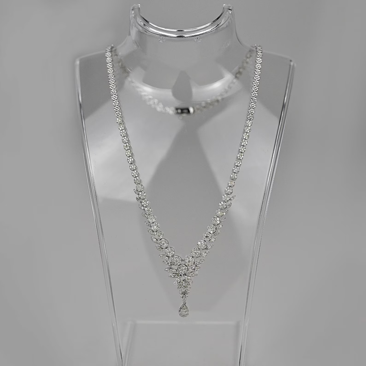 7.23ctw Diamond Necklace Sparkling Brilliance 14k White Gold Floret Design