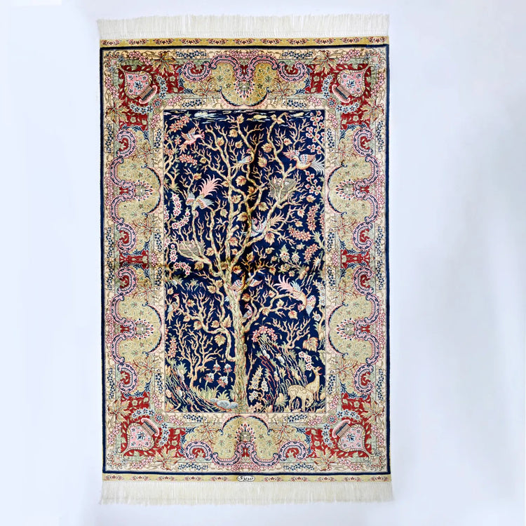 Art Silk Antique Chines Tree of Life Rug - Art Silk Rug - Fine Hand-Made Carpet