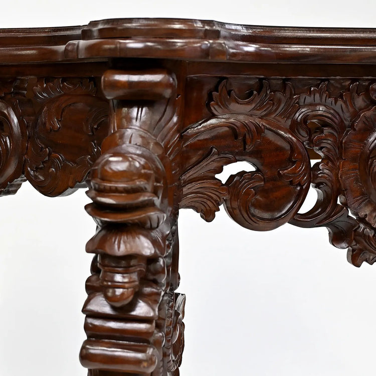 Rococo Revival Console Table | Hand-Crafted Reproduction | Ornate Floral & Scrollwork Detailing