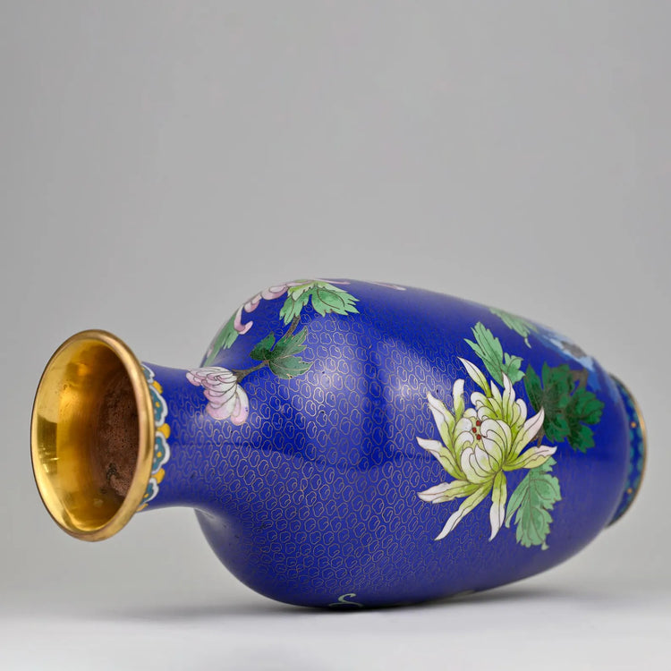 Exquisite Handcrafted Cloisonné Vase | Rare Blue Floral Chinese Enamel Vase | Collectible Artisan Decor | 6x12 | Timeless Heirloom Quality