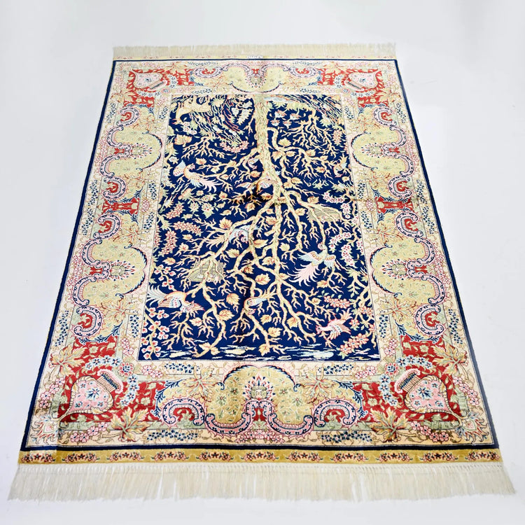 Art Silk Antique Chines Tree of Life Rug - Art Silk Rug - Fine Hand-Made Carpet