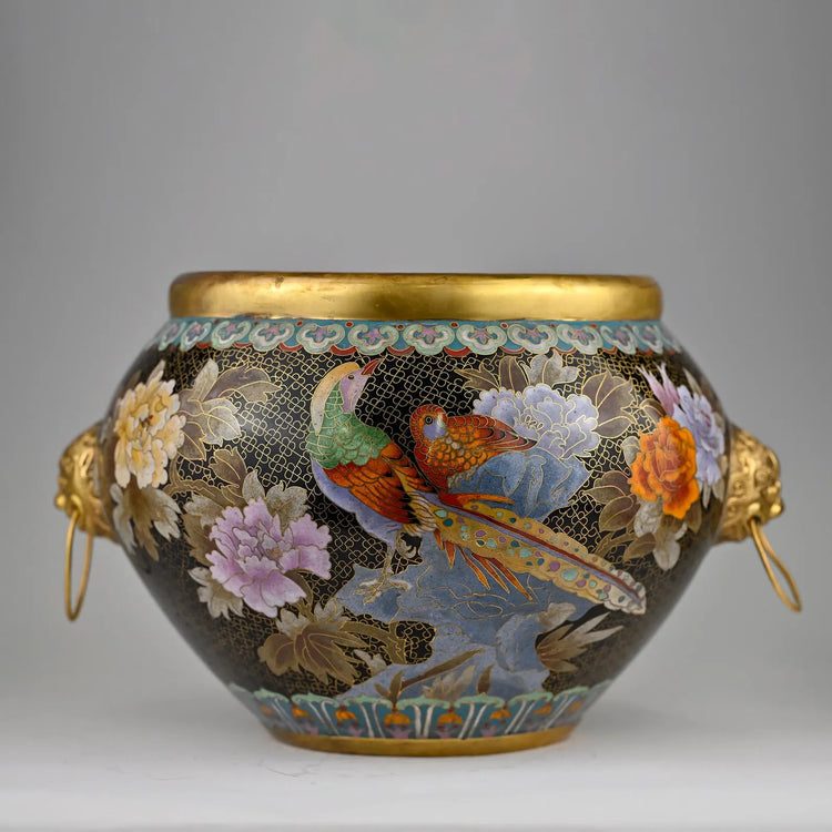Exquisite Handcrafted Cloisonné Bowl | Phoenix & Peonies | Fine Luxury Decor | Collectible Art Vessel | Rare Masterpiece | Investment-Worthy